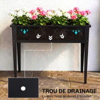Outsunny Potager sur Pieds en Métal, Jardinière Surélevée 80L avec bords arrondis, Trou de Drainage, 100 x 40 x 80 cm, Noir(m-6)
