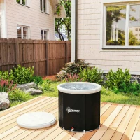 Outsunny Baignoire à Glace Pliable Gonflable 280 L avec Couvercle et Pompe pour Entraînement à l'Eau Froide, 78x78x71 cm, Noir(m-10)