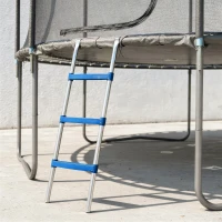 SPORTNOW Trampoline Ladder, 3-Steps with Horizontal Wide Steps, Universal Hook, Galvanised Steel Frame, 150kg Load Capacity(m-8)