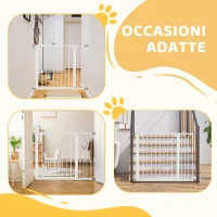 PawHut Cancelletto per Cani Taglia Piccola e Media con Doppia Serratura e Chiusura Automatica, 76-103x4.2x77 cm, Bianco(m-8)