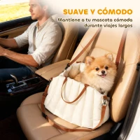 PawHut Asiento de Coche para Perros Pequeños de hasta 5 kg con Cinturón de Seguridad Base Antideslizante y Funda Extraíble(m-5)