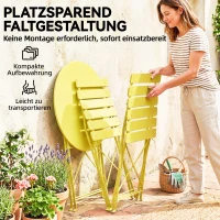 Outsunny 3-teiliges Garten Bistro Set Klappbar Bistrotisch mit 2 Stühlen Lamellen-Sitz Doppelt X-Beine Gelb(m-6)