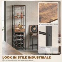 HOMCOM Mobile Bar, Mobile da Bar con Cassetto, Portabicchieri, Marrone Rustico(m-5)