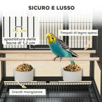 PawHut Gabbia per Uccelli con Ripiano Inferiore, Vassoio e Griglia Rimovibili, in Acciaio e PP, 48x46x83 cm, Nero(m-5)