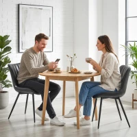 HOMCOM Conjunto de 2 Cadeiras de Sala de Jantar com Design Moderno e Capitonê para Sala Sala de Jantar Quarto Preto(m-2)