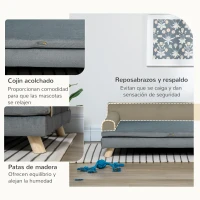 PawHut Sofá para Perros Grandes y Medianos Tapizada en Chenilla con Cojín Lavable y Patas de Madera de Pino Gris Oscuro(m-6)