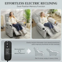 HOMCOM Electric Massage Recliner Armchair with Vibration, Heat, Whisper-Quiet Motor, Memory Function, Fleece Power Reclining Chair with Spring Pack, USB Port, Footrest, Side Pocket, Cup Holders, Grey(m-4)