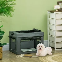 PawHut Trasportino per Cani Mini e Gatti con Cuscino, Sacca di Trasporto e Porte a Rete, 60x42x42 cm, Grigio(m-2)