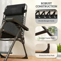 Outsunny Zero Gravity Chairs Set of 2, Folding Sunloungers Reclining Garden Chairs with Cup Holder, Headrest, Black(m-9)