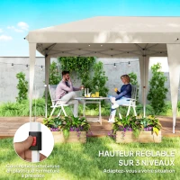 Outsunny Tonnelle de jardin exterieur 6x3m tonnelle pliante avec Parois Anti UV Hauteur Réglable avec Sac de Transport beige(m-5)