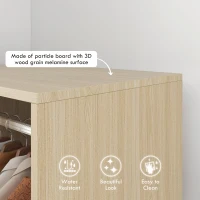 HOMCOM Open Wardrobe on Wheels, Bedroom Wardrobe with Clothes Hanging Rail, 2 Storage Shelves, Mobile Garment Rack for Cloakroom, Hallway, Natural(m-4)