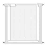 PawHut Cancellino per Cani Regolabile con Chiusura Automatica, Acciaio e ABS, 75-82x76 cm, Bianco(m-1)