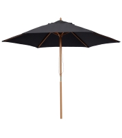 Outsunny Parasol Hexagonal Bois Bambou Noir Ø2,5m