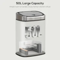 HOMCOM 50L Stainless Steel Sensor Bin - Silver Tone(m-5)
