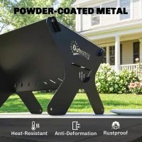 Outsunny 2-In-1 Portable BBQ Grill and Camping Fire Pit, Tabletop Charcoal Barbecue Grill with Gripper, Gloves and Carry Bag(m-7)