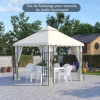 Outsunny Toile de rechange pour pavillon tonnelle tissu polyester haute densité 180 g/m² anti-UV 3 x 3 m beige(m-10)