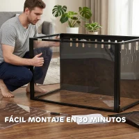 PawHut Jaula para Hámster Grande 105x51x53 cm con Tapa Ventilada Abatible, Marco de Acero, Paneles Transparentes Negro(m-9)