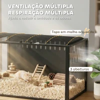 PawHut Gaiola Grande para Hamster 105x51x53 cm com Tampa Ventilada Rebatível Estrutura de Aço e Painéis Transparentes Preto(m-7)