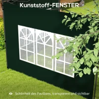 Outsunny 2er Set Seitenwände für Pavillon 3x3 3x6 Wasserdicht Seitenteile mit Fenster Dunkelgrün(m-6)