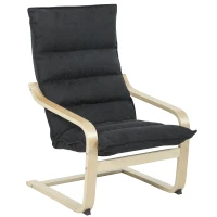 HOMCOM Fauteuil de Salon Moderne à Dossier Haut Rembourré Pieds en Bois et Revêtement en Velours 67x83x105 cm Noir(m-6)