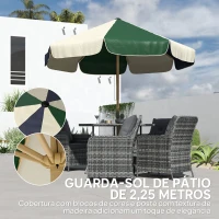 Outsunny Chapéu de Sol para Terraço Exterior Ø2,3 m com Estrutura de Efeito Madeira Polia com Corda Toldo Bicolor UPF30+ Multicor(m-4)