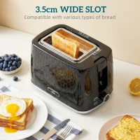 HOMCOM Kettle and Toaster Set, 1.7L 3000W Rapid Kettle with Limescale Filter, 2 Slice Toaster with 7 Browning Controls, Black(m-8)