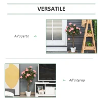 Outsunny Pianta Finta di Rosa da 21 Fiori con Vaso Riempito in Cemento e Muschio, Ø18x90 cm, Rosa(m-4)