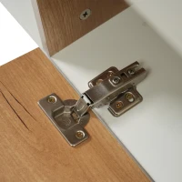 Credenza moderna con spazio contenitore, in Truciolato, 130x40x70 cm, Bianco e color Legno(m-7)