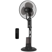 HOMCOM Ventilator met waterkoeling, luchtbevochtiger, 10° kantelbaar, 70° oscillerend, 3 snelheidsniveaus, 75W, zwart(m-10)