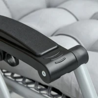 Outsunny 2 Piece Reclining Zero Gravity Chair Metal Frame Folding Garden Sun Lounger with Cushion Headrest Light Grey(m-8)