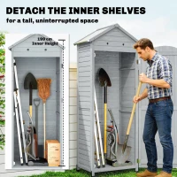 Outsunny Houten Tuinkast Extra Hoge Gereedschapskast met Verstelbare Planken, Magnetische Deur en Gegalvaniseerd Dak(m-4)