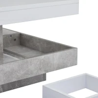 Tavolino da caffè lucido e girevole a 2 livelli con ripiano portaoggetti, 70x70x36 cm, Bianco(m-9)