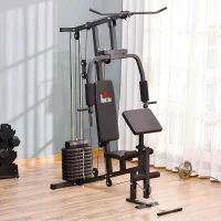 HOMCOM Station de musculation multi-exercices station de fitness en acier avec contrepoids de 45 kg idéal pour maison bureau et gymnase 148 x 108 x 207 cm noir(m-6)