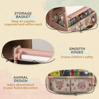 AIYAPLAY Three-In-One Kids Easel with Paper Roll, Art Easel, with Storage - Pink(m-5)