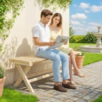 Outsunny Banc de Jardin en Bois massif, Banquette de Jardin avec Assise à Lattes Effet Bois, 140 x 40 x 43 cm, Bois Naturel(m-8)