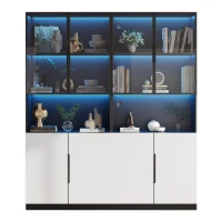 Vetrina per collezione moderna con illuminazione LED, 160x30x200 cm, Bianco(m-8)