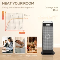 HOMCOM Ceramic Space Heater, 2000W Fan Electric Heater with 4 Modes, Adjustable Thermostat, 55° Oscillation, Tip-Over and Overheat Protection for Bedroom, Home Office, Black(m-5)