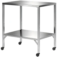 Outsunny Grillwagen Außen-Arbeitsfläche mit Arbeitsplatte und Rollen Edelstahl 85x60x92cm Silber(m-7)
