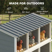 PawHut Legnest voor kippen, verhoogd houten kippennest met 6 compartimenten, 4 zitstokken voor kleine dierenhok, 102 x 50 x 91 cm, grijs(m-5)