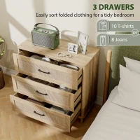 HOMCOM 76 cm Wide Drawer Chest of Drawers with 3 Drawer - Oak(m-4)