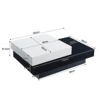 Tavolino da salotto girevole a 2 livelli con piano lucido, 103x60x35,5 cm, Bianco e Nero(m-3)