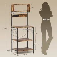 HOMCOM Kitchen Storage Rack, Bakers Rack with Power Outlet, USB Charger, Rustic Brown(m-3)