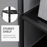 HOMCOM Industrial Accent Display Rack 7 Tier Bookcase, Display Rack for Living Room, Office, Bedroom, Black(m-6)