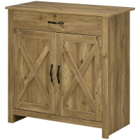 HOMCOM Aparador de Cozinha Estilo Campestre com Armário de 2 Portas e Gaveta 80x39,7x80 cm Cor de Madeira