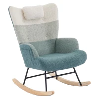 Fauteuil à bascule en bouclé au motif patchwork rayé coloré avec design ergonomique et dossier haut, Multicolore(m-13)