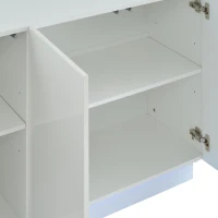 Credenza da sala da pranzo minimal con luce LED, in truciolato, 120x40x75 cm, Bianco(m-7)