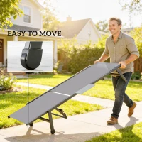 Outsunny Sun Loungers Set of 2 with Side Tray Table, Garden Recliners with 5-Position Adjustable Backrest, 2 Wheels, Grey(m-7)