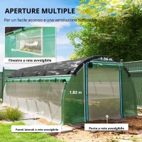 Outsunny Serra a Tunnel 6 x 3 x 2 m con Rete Parasole, Pareti Laterali Arrotolabili, Copertura in Plastica, Struttura in Acciaio, Verde(m-4)