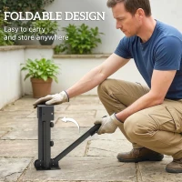 Outsunny Stojak na parasol składany na drążki o średnicy 38 i 48 mm, metalowa podstawa krzyżowa, ciemnoszary(m-4)