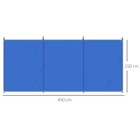 Outsunny Opvouwbaar Windscherm Camping Windscherm met Draagtas Stalen Stangen voor Camping Tuin Strand 450 x 150 cm Blauw(m-3)